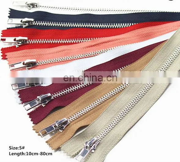 10cm-20cm 100pcs Close-End Metal Zippers With Pearl Slider, Multi-color #5 Zipper