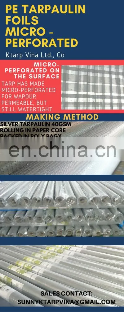 Silver TArpaulin 40GSm- Microperforated - Roofing Foil- Europe Market Made In Vietnam- Hot Sale