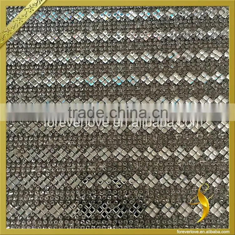 Fashion clear crystal hotfix diamante trimming 24*40cm rhinestone mesh FRM-199