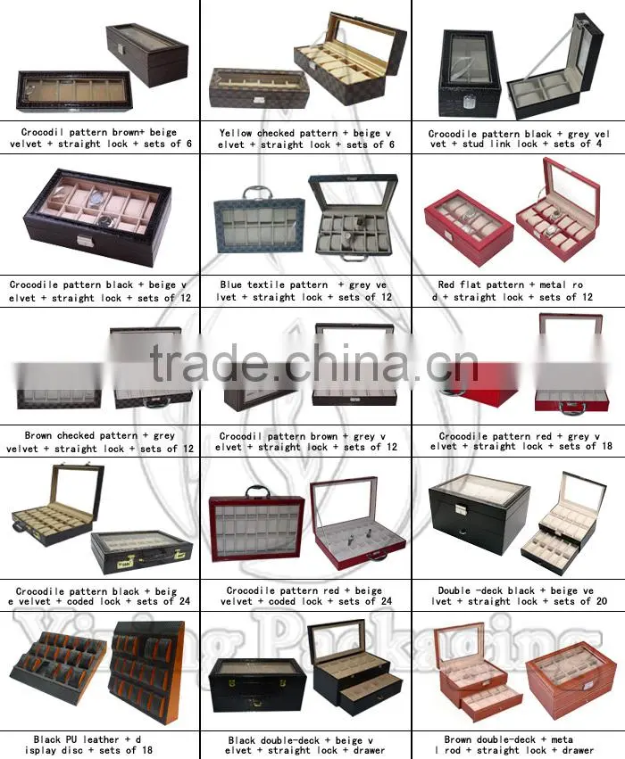 New products wholesale fashion PU leather velvet watch box