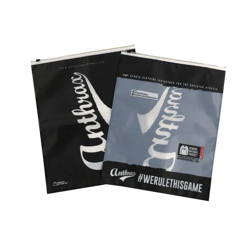 Custom Logo Printed Plastic Apparel Clothes Packaging Bag With Slide Zipper Matte Transparent Clothing Package Bags
