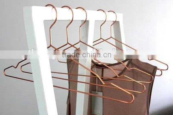 YY0214 hot selling thick copper metal clothes hanger metal wire shirt hanger