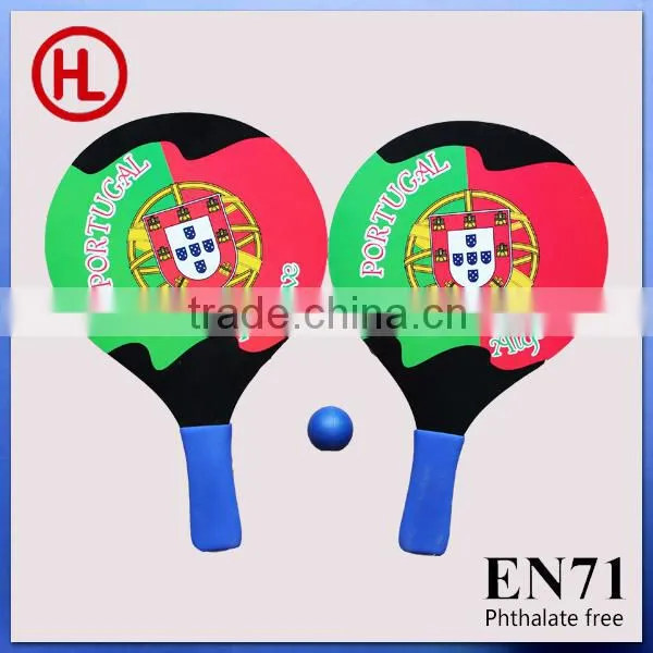Portugal Hot sale Custom sticker printing Wooden Beach Tennis Racket /beach bat /beach paddle set with beach ball wholesale