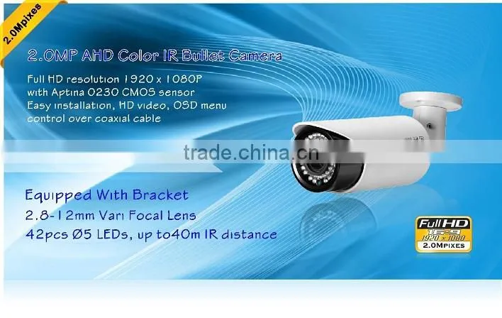HD Video 1/3 Inch Sony Real Color Full HD 1080P CCTV Camera Waterproof 2.0MP Camera AHD Bullet IR Night Vision