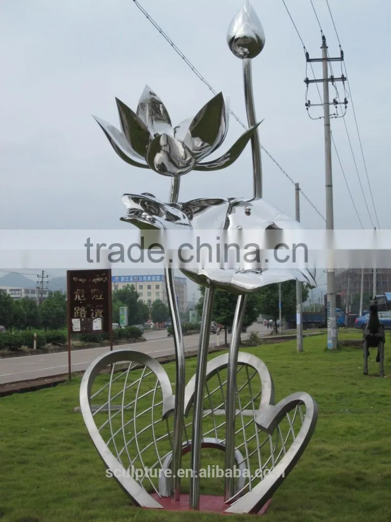 Modern Large Abstract Arts Stainless steel Water lily Sculpture for Outdoor decoration