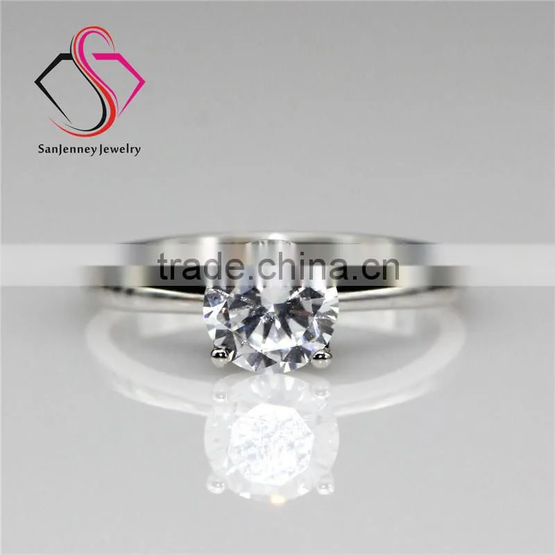 Round Brilliant Cut Moissanite Solitaire 4 Prong 1 Carat 6.5mm Center 14k White Yellow Gold Diamond Engagement Ring