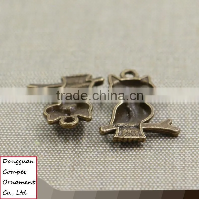 Wholesale diy jewelry zinc alloy ancient bronze 23*18mm branches owl pendant