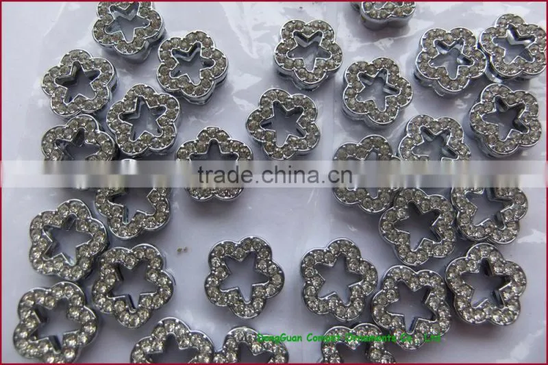 Compet Metal Slide Charms 10mm Rhinestone Flower