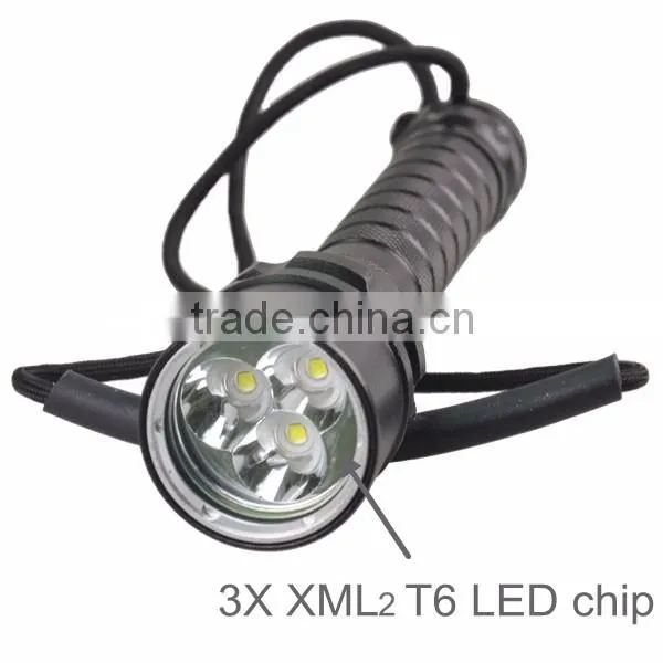 Waterproof 3800 Lumens 3 LED XML T6 Diving Torch with Carry Strap YT-63