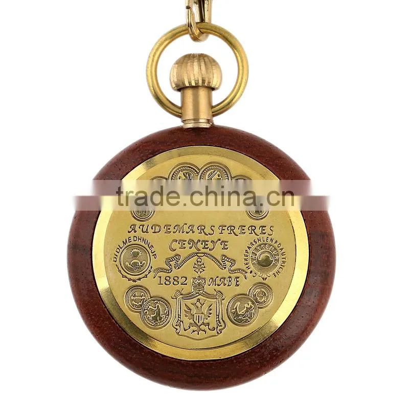 WP122 Golden Color Pocket Watch Antique Style Vintage Mechanical Movement Watches