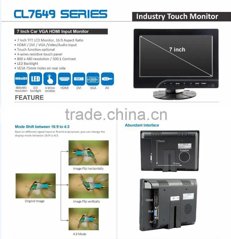 OEM lcd touch monitor small lcd car headrest display
