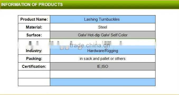 China high quality rigging hamburger lashing turnbuckles