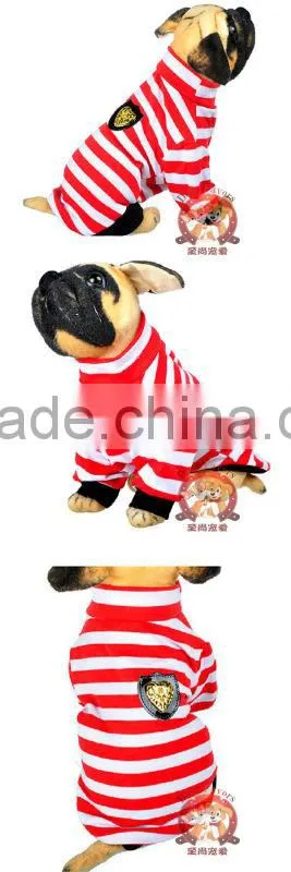 2014 New Style Summer Pet Puppy Cat Small Dog Clothes Apparel Shirt can be customized Size Cotton Stripe Style
