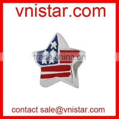 Vnistar metal alloy star shape large hole european style STATE flag beads for 2016 TB084