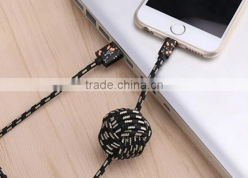 USAMS SJ071 Camouflage Series 1.5m Spot nylon braided cable for iphone6s plus/6s/6/5s 2A Metal Spherical cable for iphone 6plus