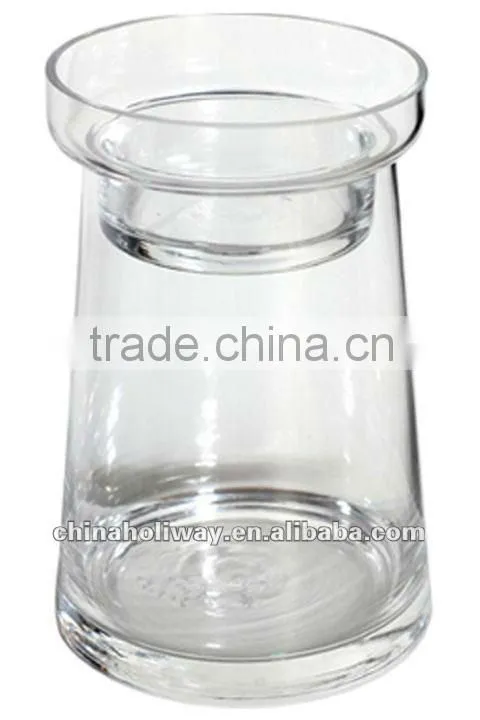 Wide Clear Glass Candleholder, Set of 2 Pieces