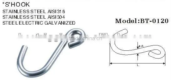 Zinc Plated Hot Sale Various Metal Small Tensile S Shaped Closing Hanger Hooks