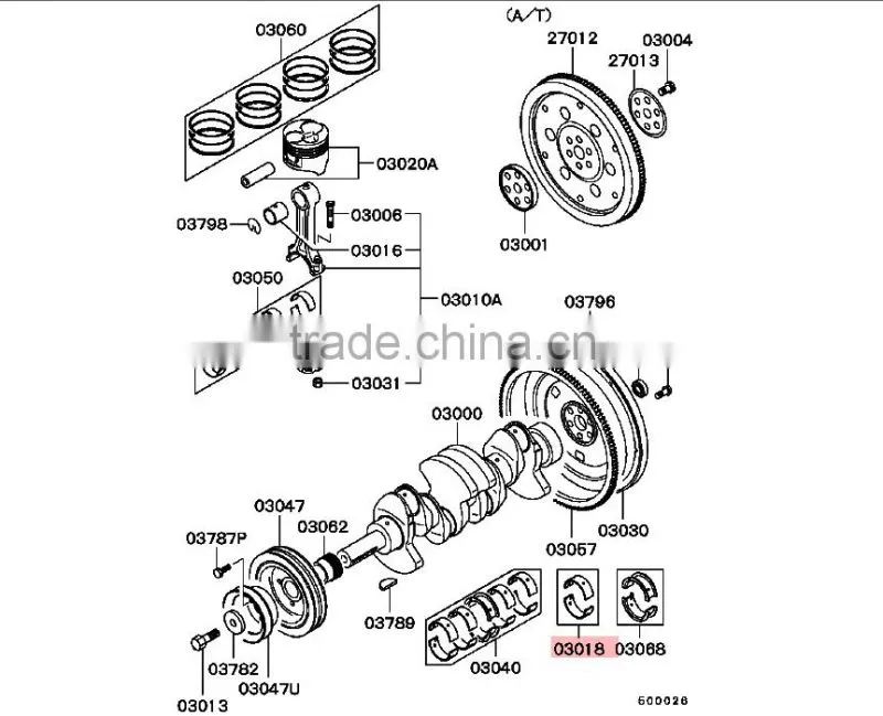 Crankshaft Bearing For Mitsubishi Triton L200 L300 Sport K64T K94W P05V 1052A468/1052A470