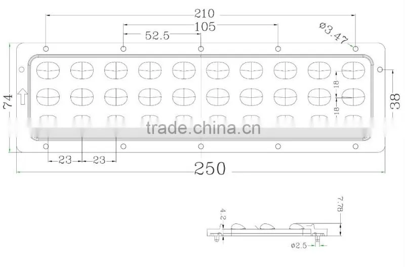 30w LED aluminium PCB Plate with Array Streetlight lens Asymmetric