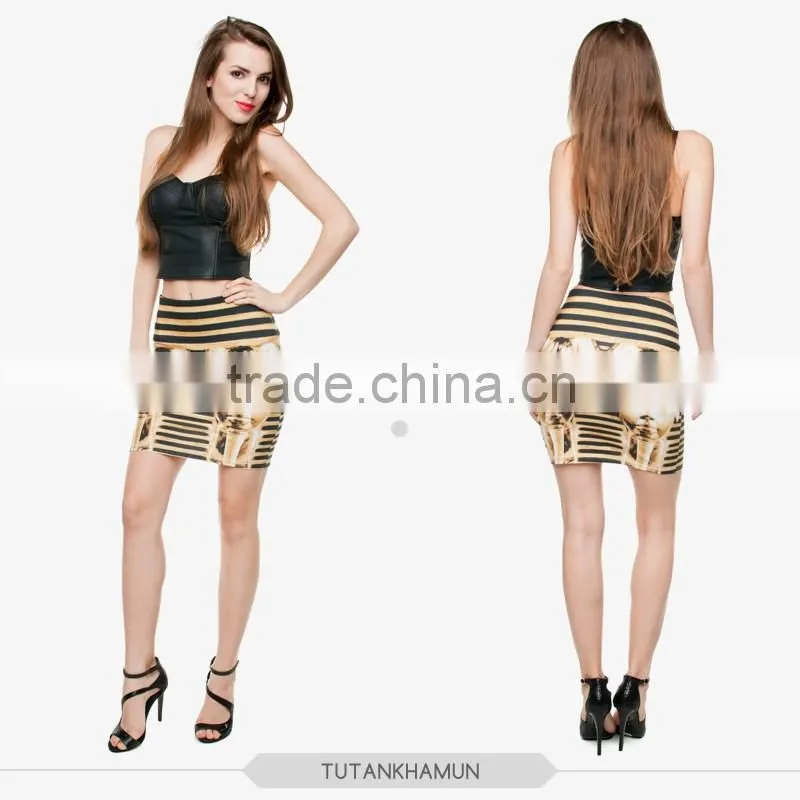 Women's fashion girls tight hot mini skirt high quality 3d digital full print custom hot sale tube stretchy summer skirt