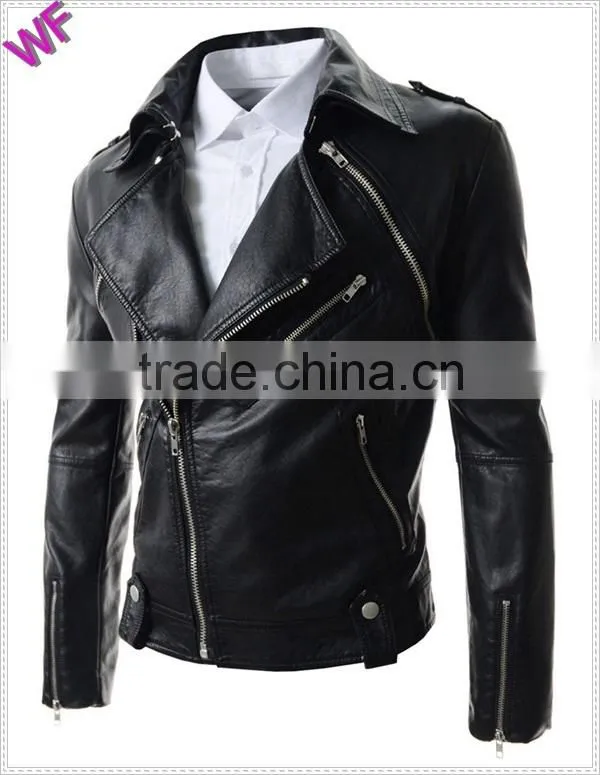 Custom Hight Quality European Mens Fashion Leather Waterproof Jacket Motorcycle Jacket