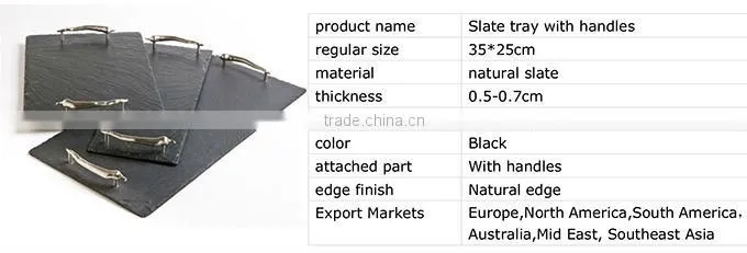 medium rectangular shaped slate square serving tray with handles