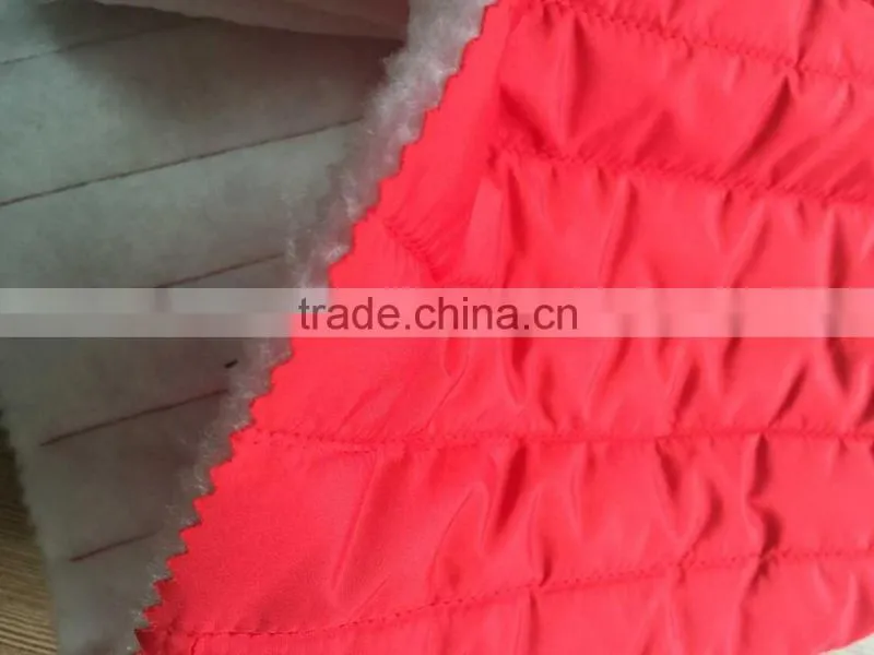 Fashion polyester stripe embroidered thermal padded fabric with quilting for down coats/jacket