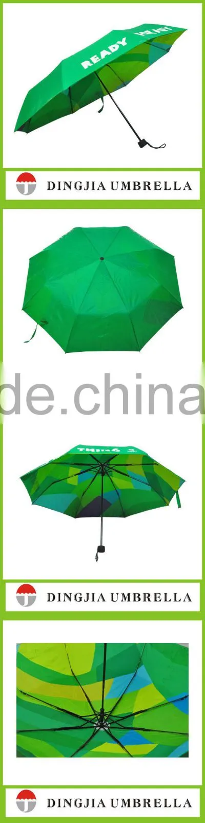 Customize promotional aluminum 3 fold bright colored rain umbrella