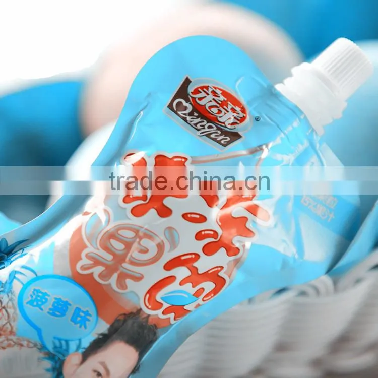 Yason resuable fruit juice spout pouches bear with 120deg sterilization process stand up pouch with spout pouch bottom gusseted