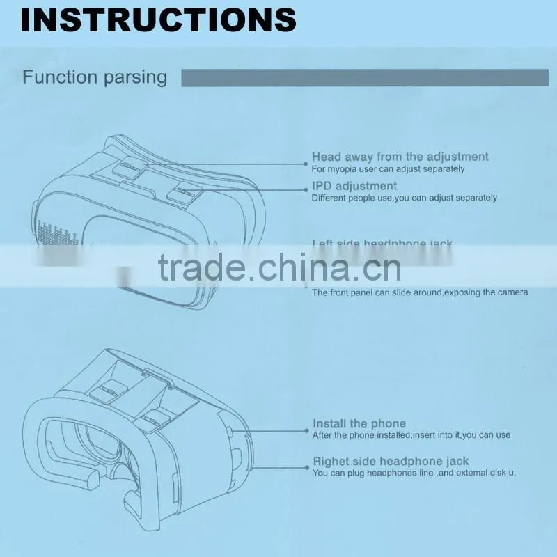 Wholesale factory direct selling VR BOX 3D Glasses Virtual Reality Headset for Mobile Phone VR 3d glasses helmet VR