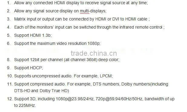 HDMI 4X4 True Matrix High definition Video (1080P)