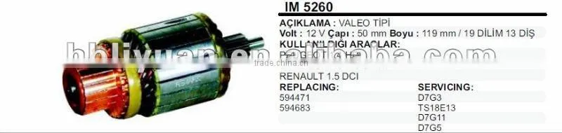 12V VALEO starter armature 594471,594683