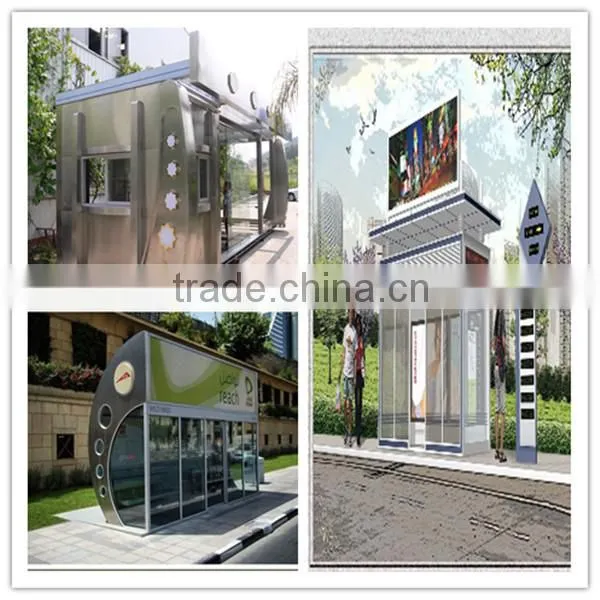 Modern Style Stainless Steel or Aluminum Bus Stop Shelter with Waiting Chair for City / Town Construction