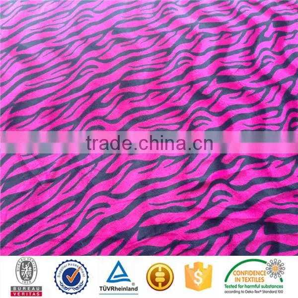 animal zebra black stripe printed velour for sofa cushion pillow garment