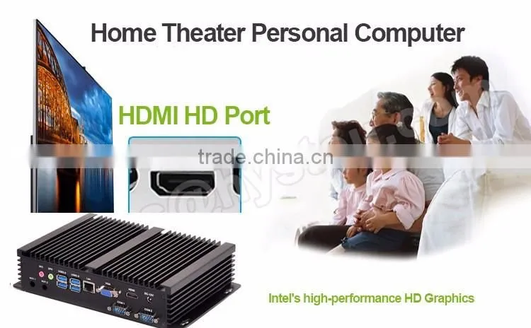 Intel fanless mini pc hdmi core i5 4200u rugged industrial pc 4G RAM 128G SSD onboard embedded mini pc with pci slot