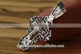 Silver 925 Cross Pendant. Burnished Silver. Jerusalem Jewelry.