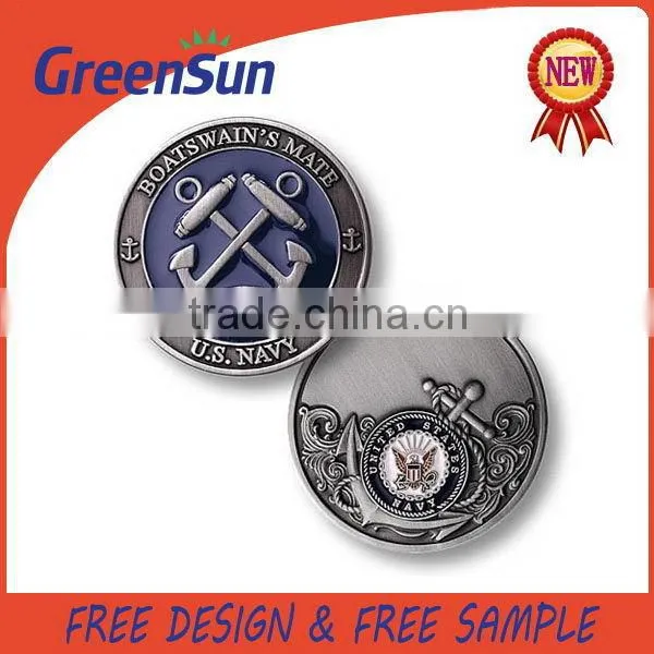 Cheap price custom Hot sale brushed silver challenge coin