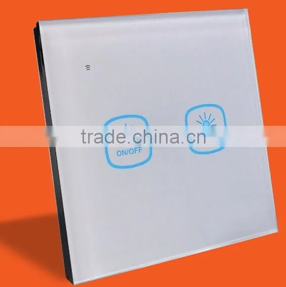 Beautiful LED panel Touch Switch wall switch 2gangs tempered glass