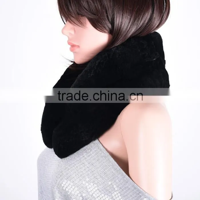 Classic black rabbit fur scarf/Women rabbit fur scarf/fur collar KZ150158