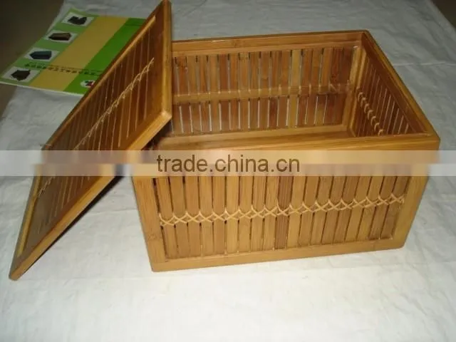 Bamboo chip household storage bin with lid