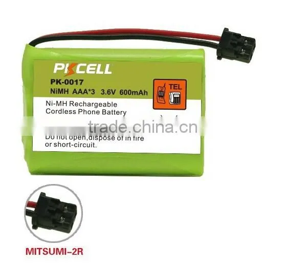 PK-0047 Ni-MH AA*2 2.4V 1200mAh cordless telephone cell for BT-1007