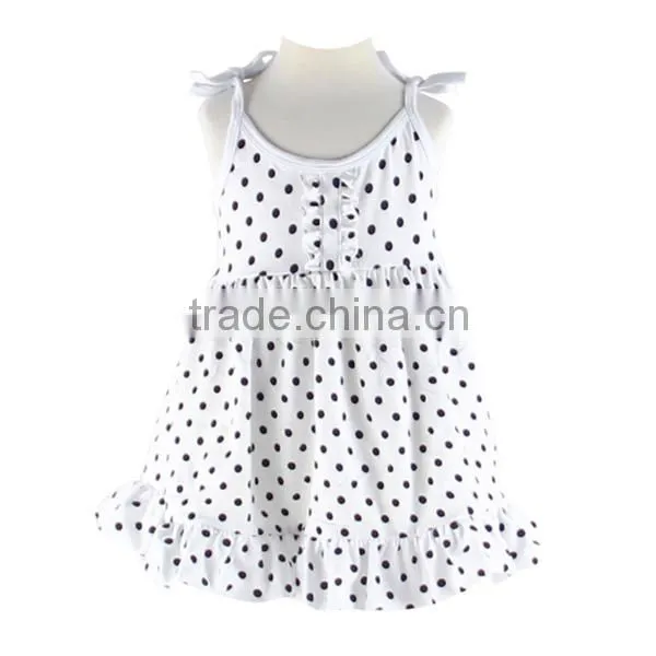 Summer new design polka dots ruffle dress spaghetti strap girls dress OEM service factory direct sale
