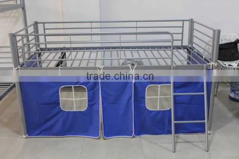 Childrens Novelty Metal Mid Sleeper Bed Bunk Bed with Curtain for girls