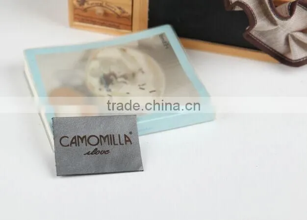 Custom own logo pu leather patch for cap hat