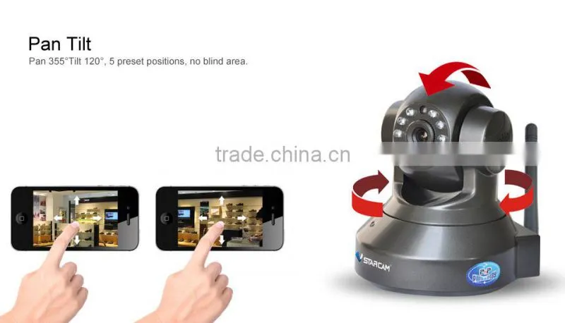 VStarcam 2015 720P ONVIF 2.4 RF433 Dual dBi antenna wifi alarm camera
