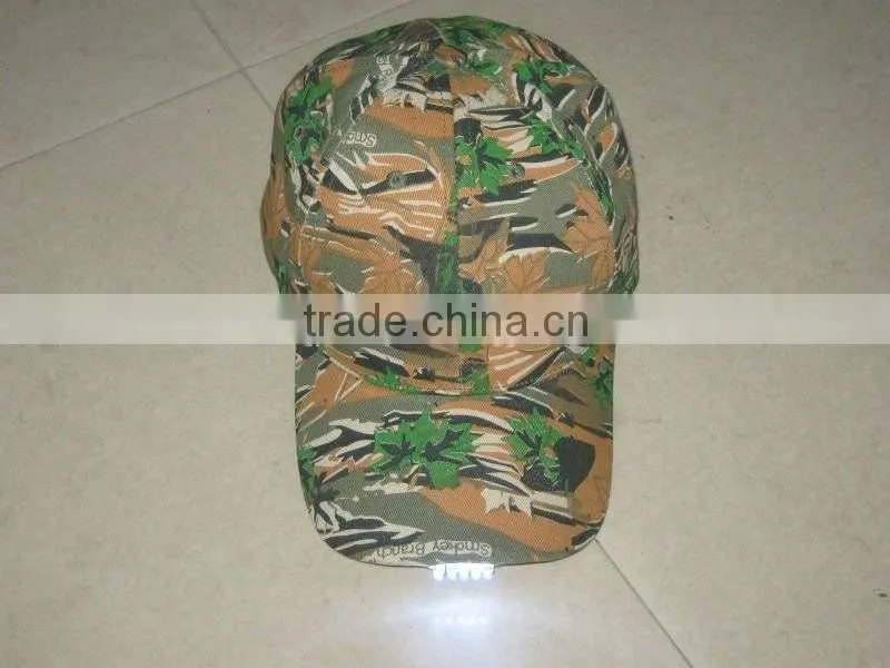 Fashion embroidered snapback flashing light led hat cap