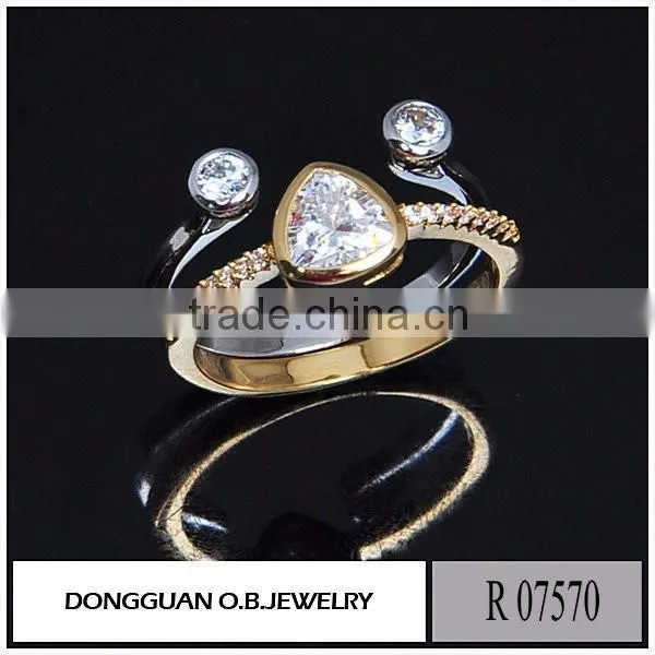 Brass metal finger ring AAA Clear zircon silver ring designs for girl