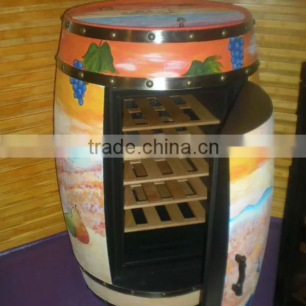 Good Quality American OAK Peltier Barrel Furniture Fridge Wine Showcase Cooler