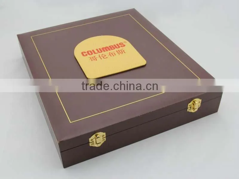 Luxury wooden box For Collector Plates with gold lock