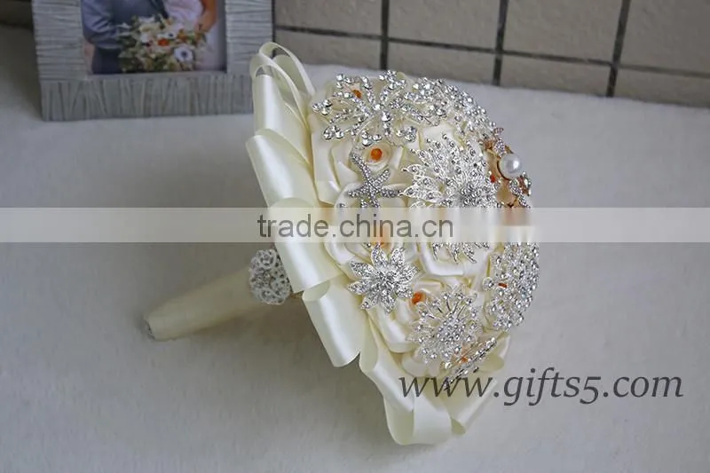 Wedding Bouquet Purple Pink White Roses Bridal Bouquet with Pearls
